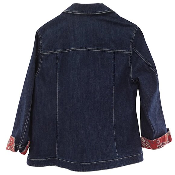 Sag Harbor Blue Denim Jacket Sz 10 Paisley Lining Western Rodeo Cowgirl Y2K - Picture 4 of 6